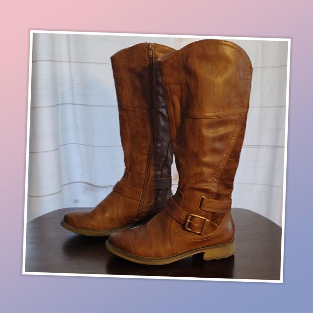 Bear Traps Alysha Vegan Fashion Boots Womens 6M Brown Faux Leather Knee High